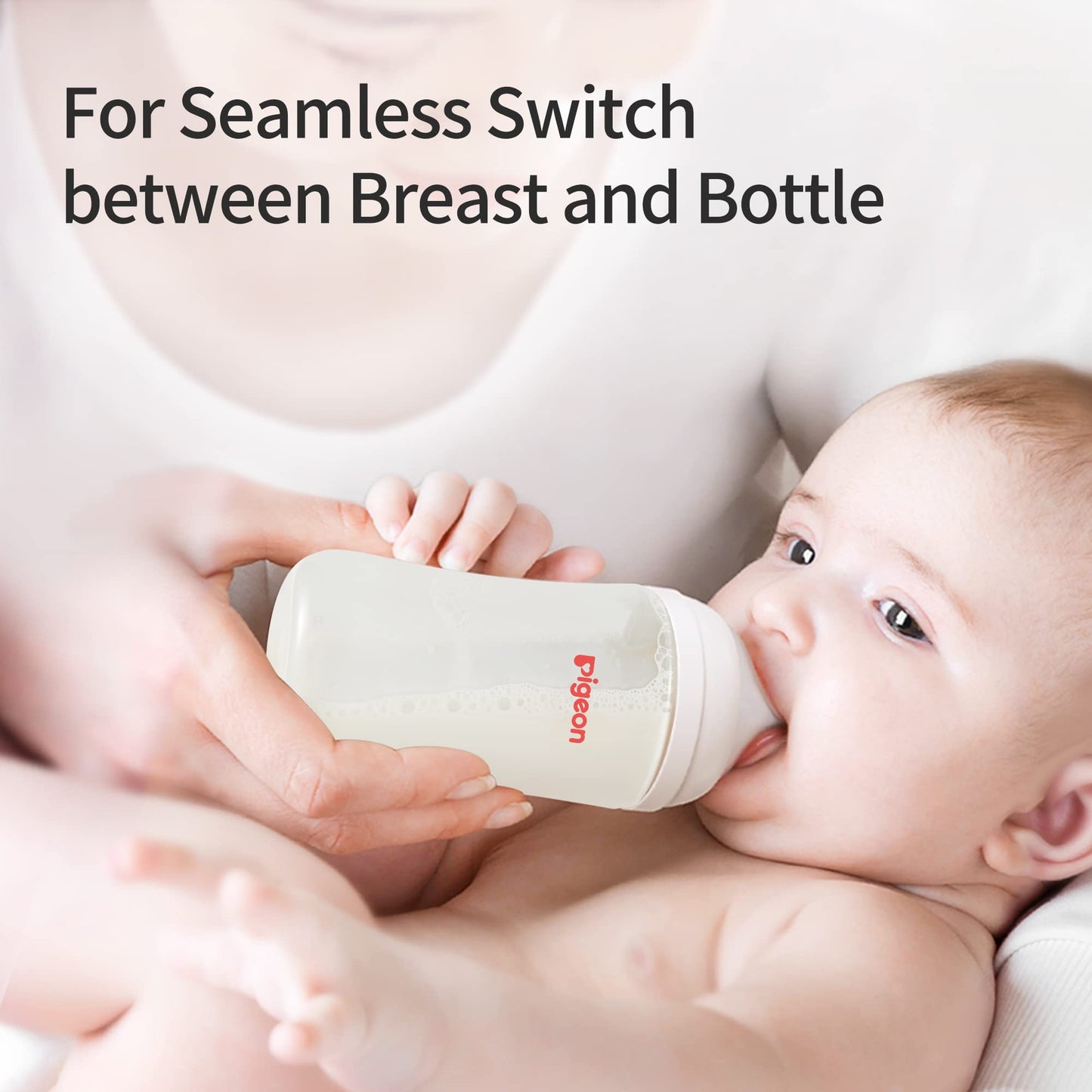 Pigeon PP Nursing Bottle Wide Neck, Anti-Colic, Streamlined Body, Natural Feel, Easy to Clean, 8.1 Oz(Pack of 4), Includes 4pcs M Nipples (3m+)