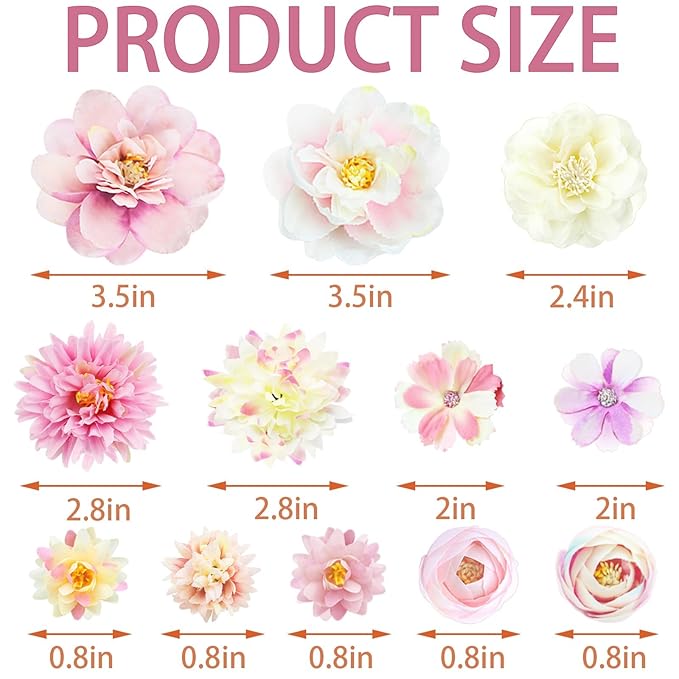 21 PCS Flowers Hair Accessories Women Boho Hair Barrettes Clips Girls Pink Purple Floral Rose Bride Headpiece Wedding Festival(PINK & PURPLE)