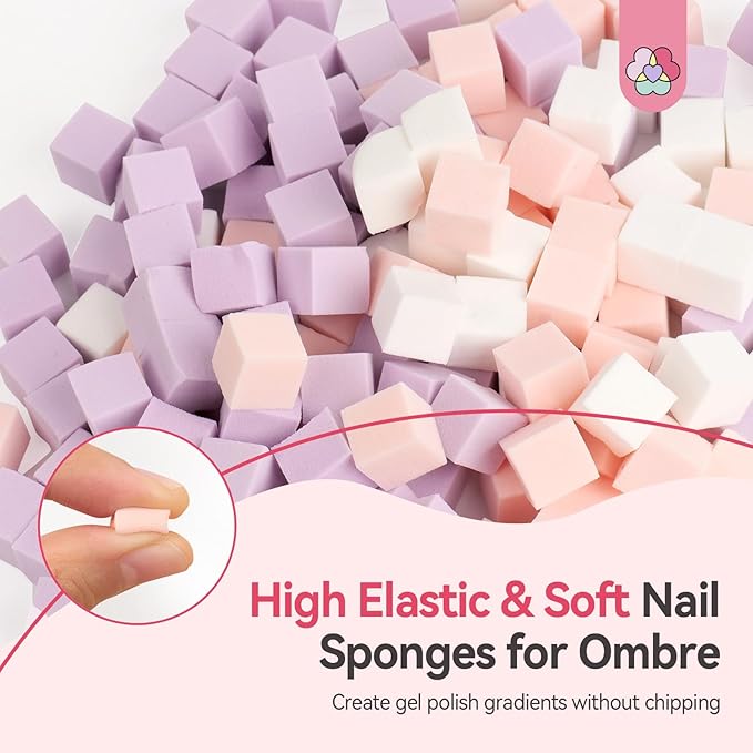 SAVILAND 100PCS Nail Sponges for Ombre: Pink Nail Art Sponges With Grabbing Pen Ombre Nail Sponge Gradient Nail Tools Aura Nails Ombre Nail Brush Professional Home DIY Nail Art Salon
