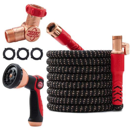 Pocket Hose 75 FT Copper Head Expandable Garden Hose with Pocket Pivot, No Tangles, AS SEEN ON TV, 360Â° Swivel, Tri-Tex Tubing, Force Field Jacket, Lead-Free, No-Kink, Anti-Burst w/APT