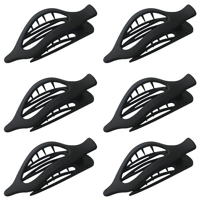 6 Pack Flat Hair Claw Clips for Women Duck Billed French Lay Down Hair Barrettes Accessories 100% Polycarbonate Matte Black