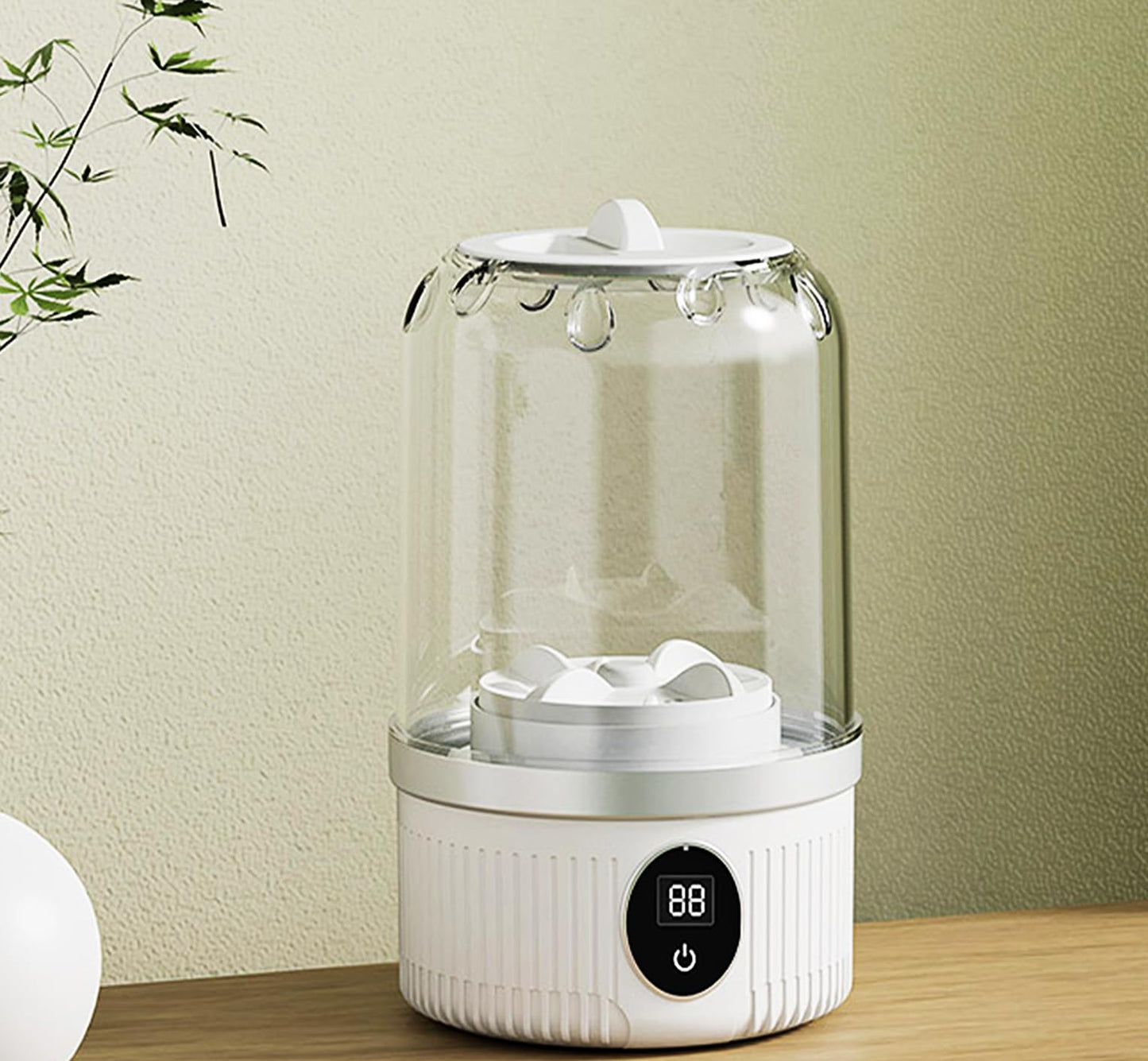 Portable Mini Washing Machine, 1 L underwear washer with Digital Timer Display for underwear, socks, saliva towels, suitable for apartments, hotels, and travel and Fathers Day（Pearl White）