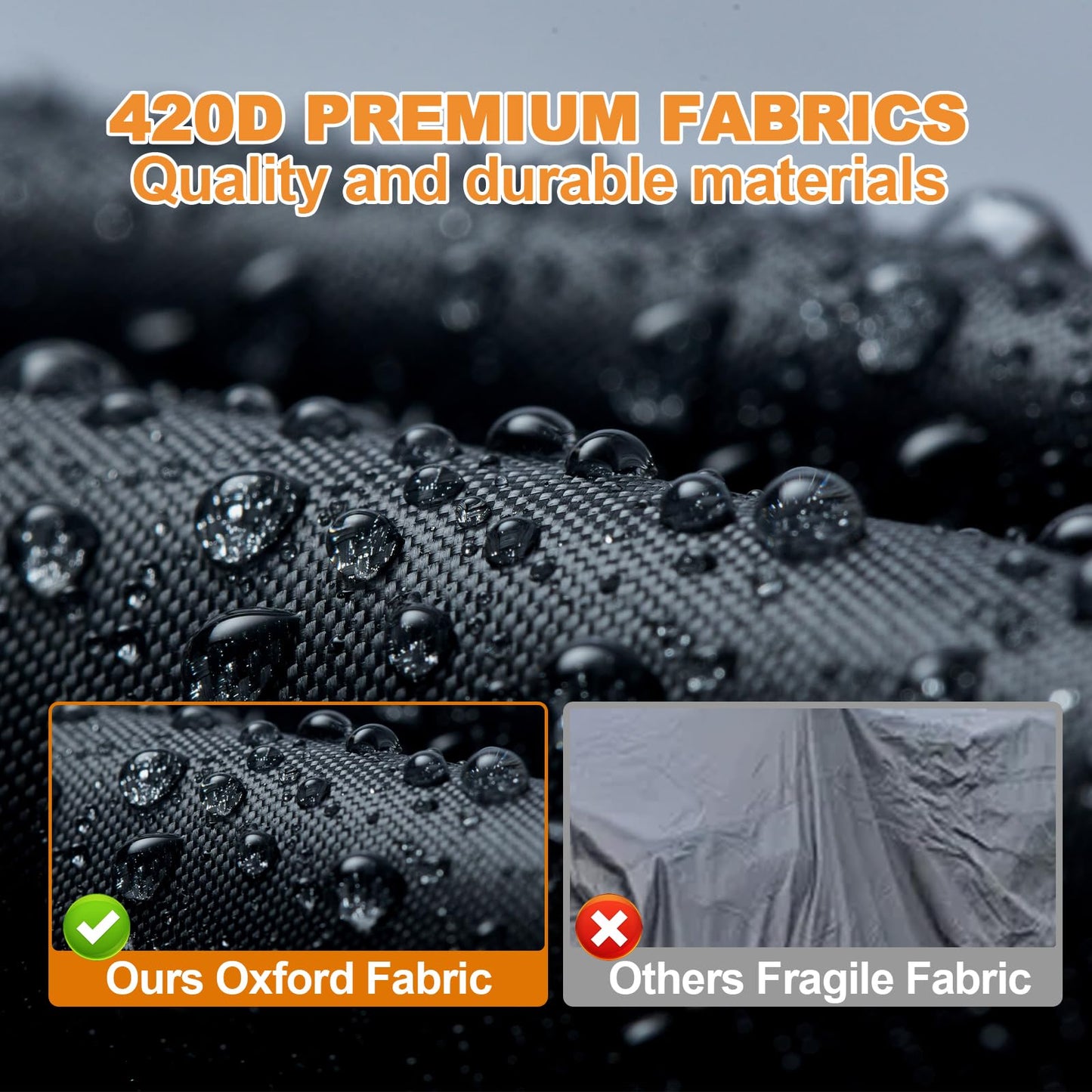 NEVERLAND ATV Cover 420D Waterproof Heavy Duty 4 Wheeler Cover Quad Cover All Season Weather Proof Outdoor UV Protection for Polaris Yamaha Suzuki Honda (Black & Orange Large)