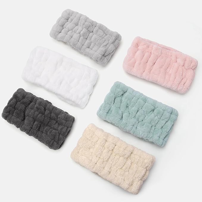 4 Pieces Spa Headband for Women Skincare Headband Makeup Headbands for Washing Face Spa Shower Gifts(Khaki, Pea Green, Grey, Pink)