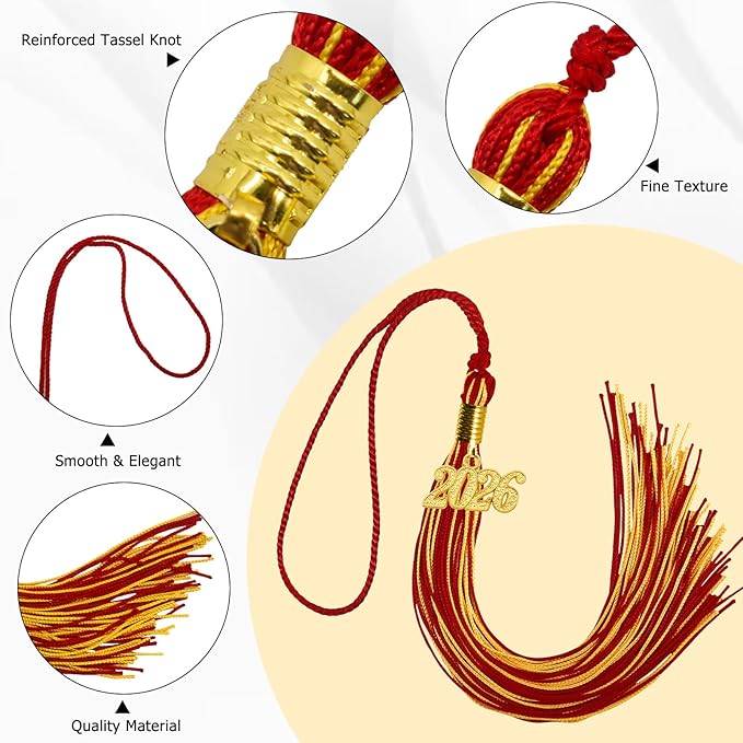 GraduationMall Single&Multiple Color Graduation Tassel with 2026 Year Charm 9"