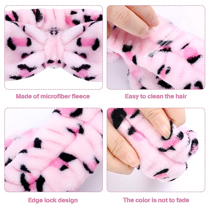 Hicarer 3 Pcs Towel Headbands for Women Headband for Washing Face Facial Hair Band Skincare Microfiber Bowtie Headband Makeup Terry Cloth Headbands Spa Shower Hair Band for Women Girls