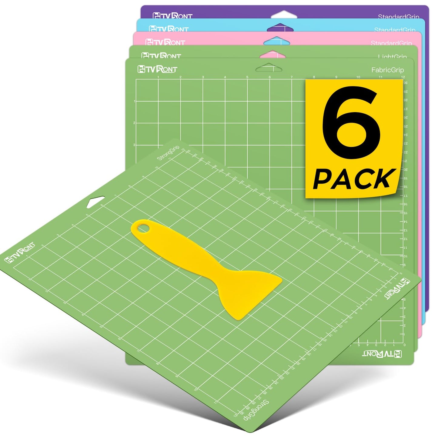 HTVRONT Cutting Mat, 6 Pcs Cutting Mat 12x12(Standard, Light, Strong, FabricGrip) Compatible with Cricut Maker 3/Maker 4/Maker/Explore 3/4/Air 2/One, Variety Adhesive Sticky Cutting Mats Accessories