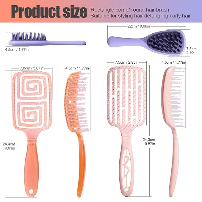 NVTED 3 PCS Hair Comb Set Beauty Hairbrush Wet and Dry, Silicone Scalp Scrubber Wet Hair Brush Shower Detangler For Women, Men