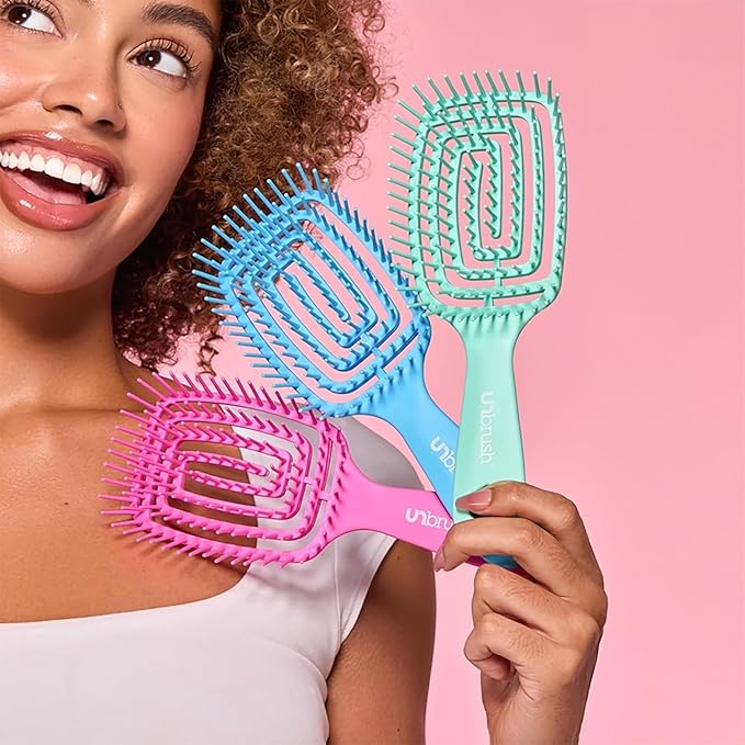 FHI Heat UNbrush Flex Detangling Brush — Ultra-Flexible, Pain-Free Hair Brush Detangler with DuoFlex Anti-Static Bristles for Removing Tangles, Massaging Scalp & Faster Styling - Teal