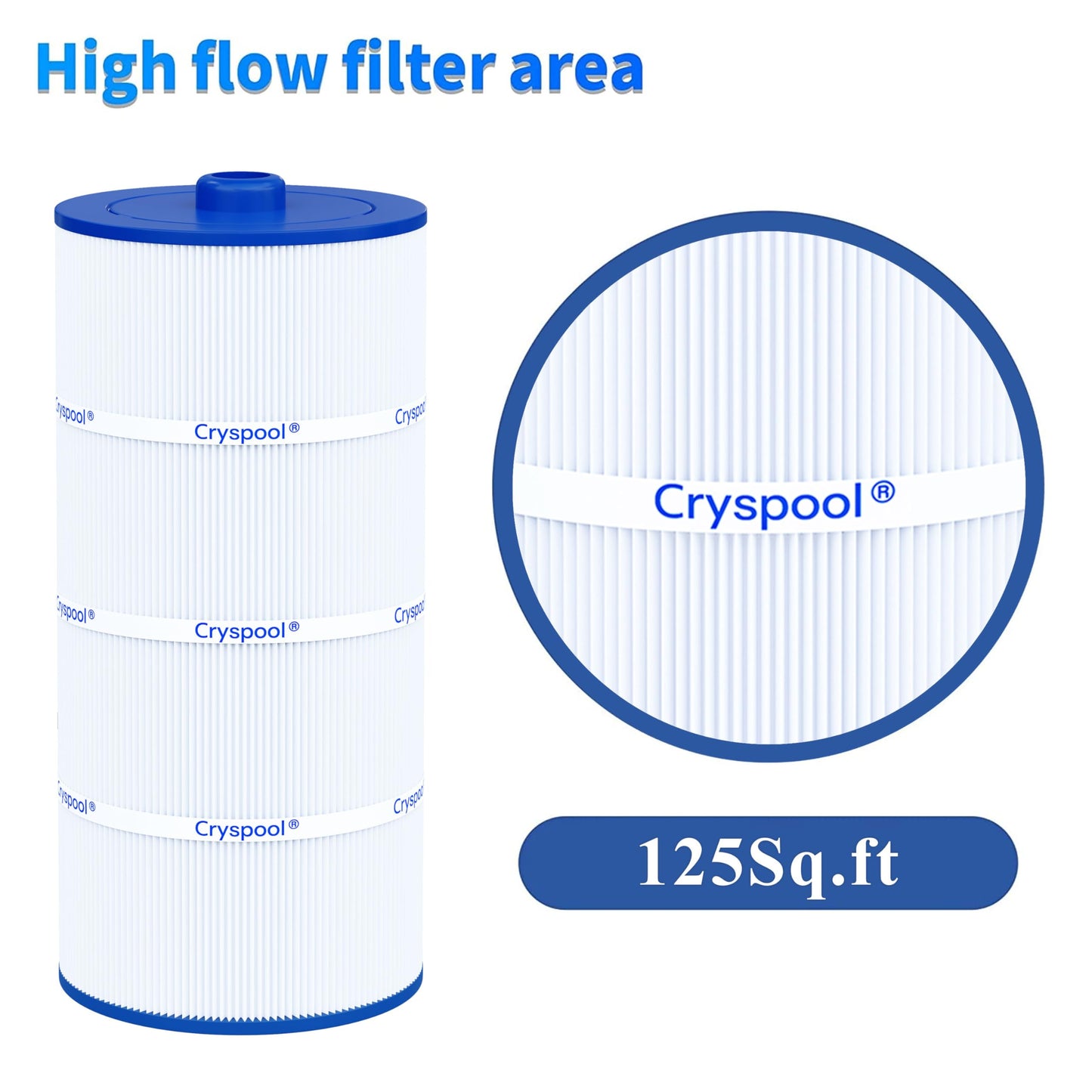 Cryspool® 08017 Filter Compatible with 6540-488, Sundance Double End 120, PSD125-2000, C-8326, FC-2780, Magnum SU125, 125 Sq. Ft Spa Filter Cartridge, 1 Pack