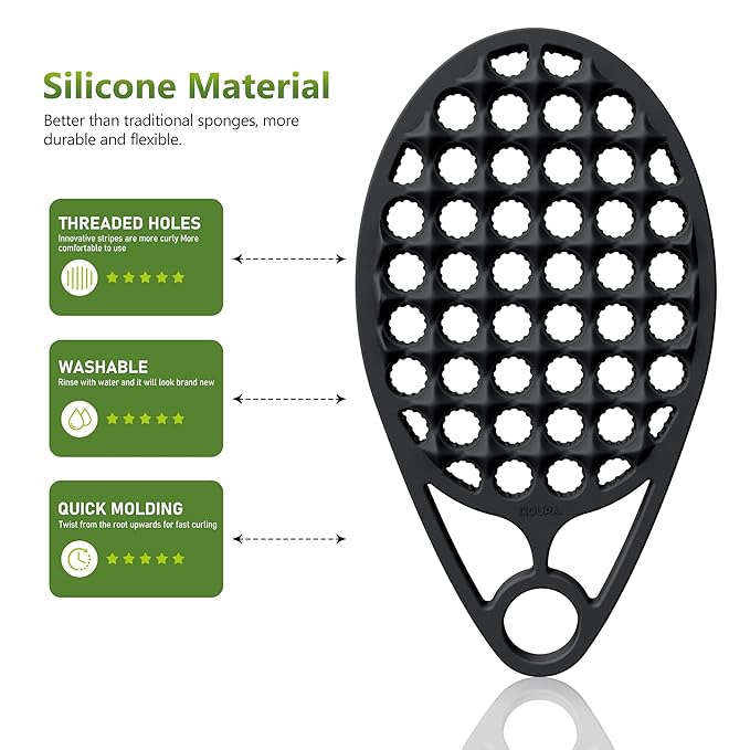 KOUPA Silicone Curly Hair Brush with Pick Comb, One Piece Twist Curl Comb for Afro Curls, Washable Hair Tool for Men Women, Black