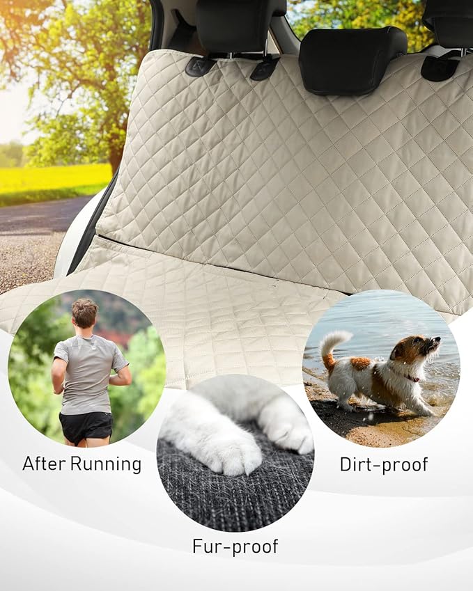 PETICON Waterproof Scratchproof Pet Bench Seat Covers for Cars, Trucks, SUVs, Nonslip Durable Back Seat Cover for Dogs, Washable Backseat Protection