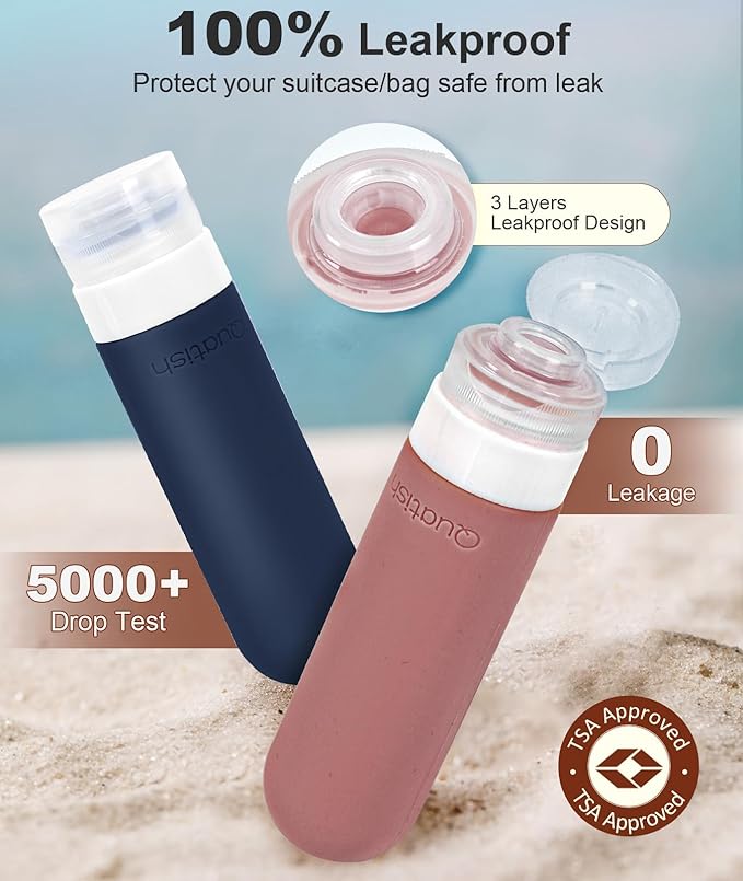 Quatish 20 Pack Travel Bottles for Toiletries, Original Patented, TSA Approved Travel Size Containers, Leak Proof Silicone Shampoo and Conditioner Bottles Women & Men, Airplane Essentials, Morandi