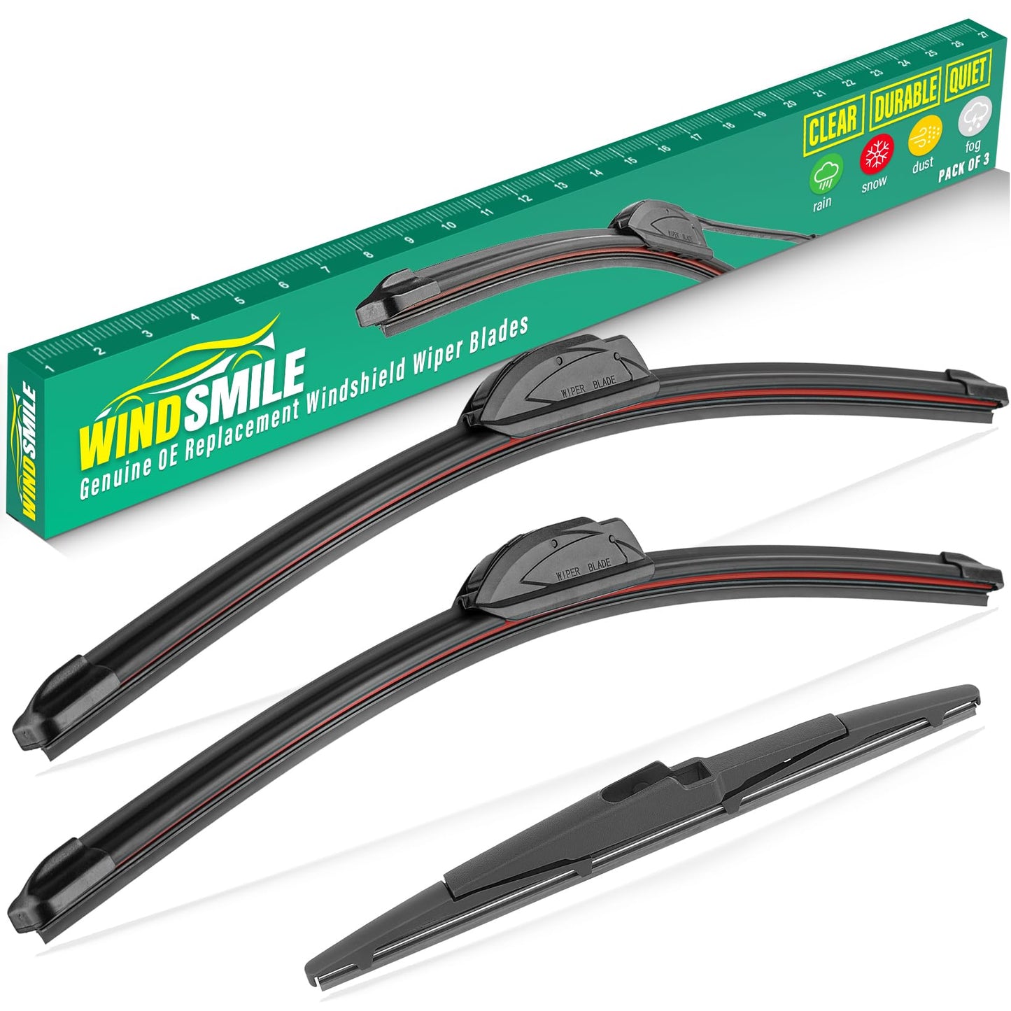 26" 14" 13" Windshield Wiper Blades Replacement for Hyundai Santa Fe 2013 2014 2015 2016 2017 2018 Hyundai Santa Fe Sport XL Premium All Weather Front Rear Wipers Set - OEM Quality (Pack of 3)