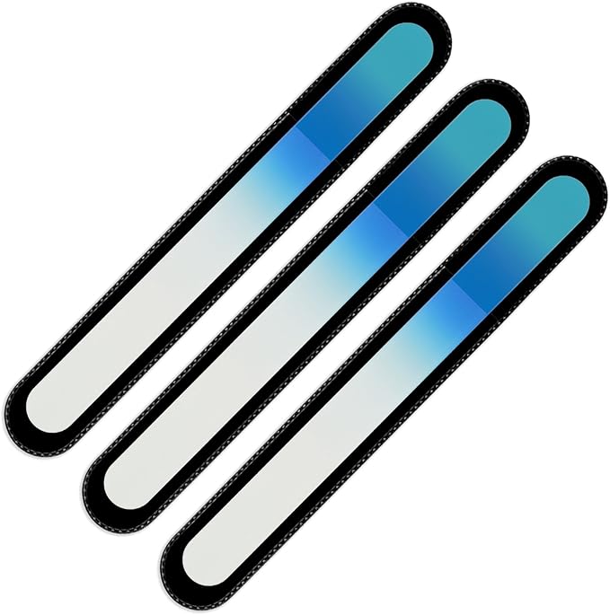 Mont Bleu Rainbow Crystal Nail File in Black Pouch - Large/Professional Size - Czech Tempered Glass - Handmade in Bohemia (Czech Republic)