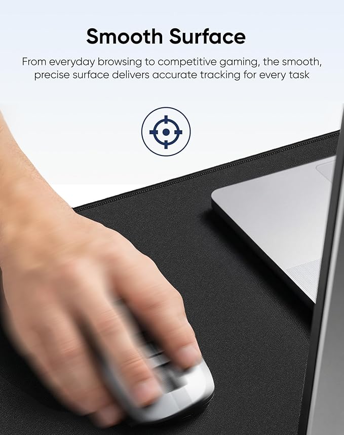 Waterproof Large Gaming Mouse Pad with Durable Stitched Edges, Non-Slip Rubber Base, Grainy Jacquard Mouse Mat Desk Pad for Home Office Gaming, 35.4''x15.7''x0.12'', Matte Black