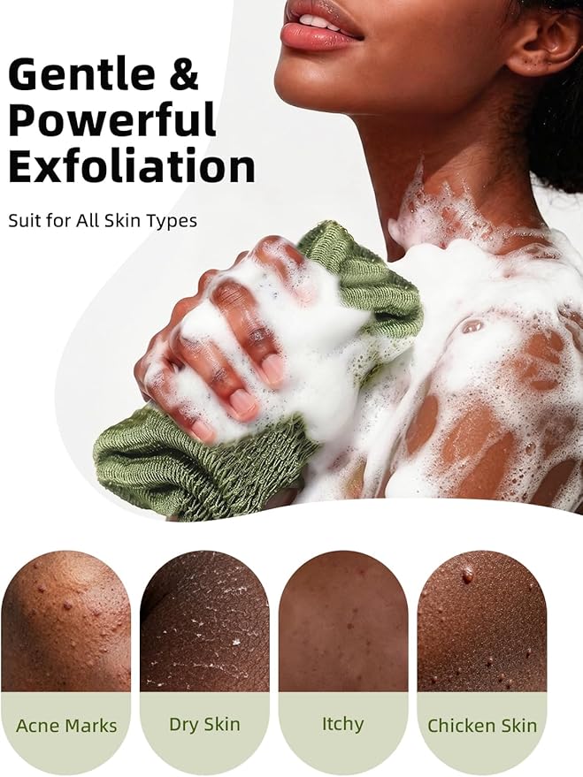 Cleangor 2Pcs African Net Sponge Authentic with Knots - Exfoliating Body Scrubber for All Skin Types, African Bath Sponge, Wash Cloth, Gentle Exfoliation Shower Rag for Women Daily Use