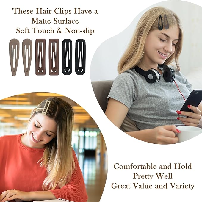 18pcs Snap Hair Clips, 2.76 Big Snap Clip, Matte Hairpin Accessories for Women Girls, Nonslip Metal Barrettes, Neutral Color
