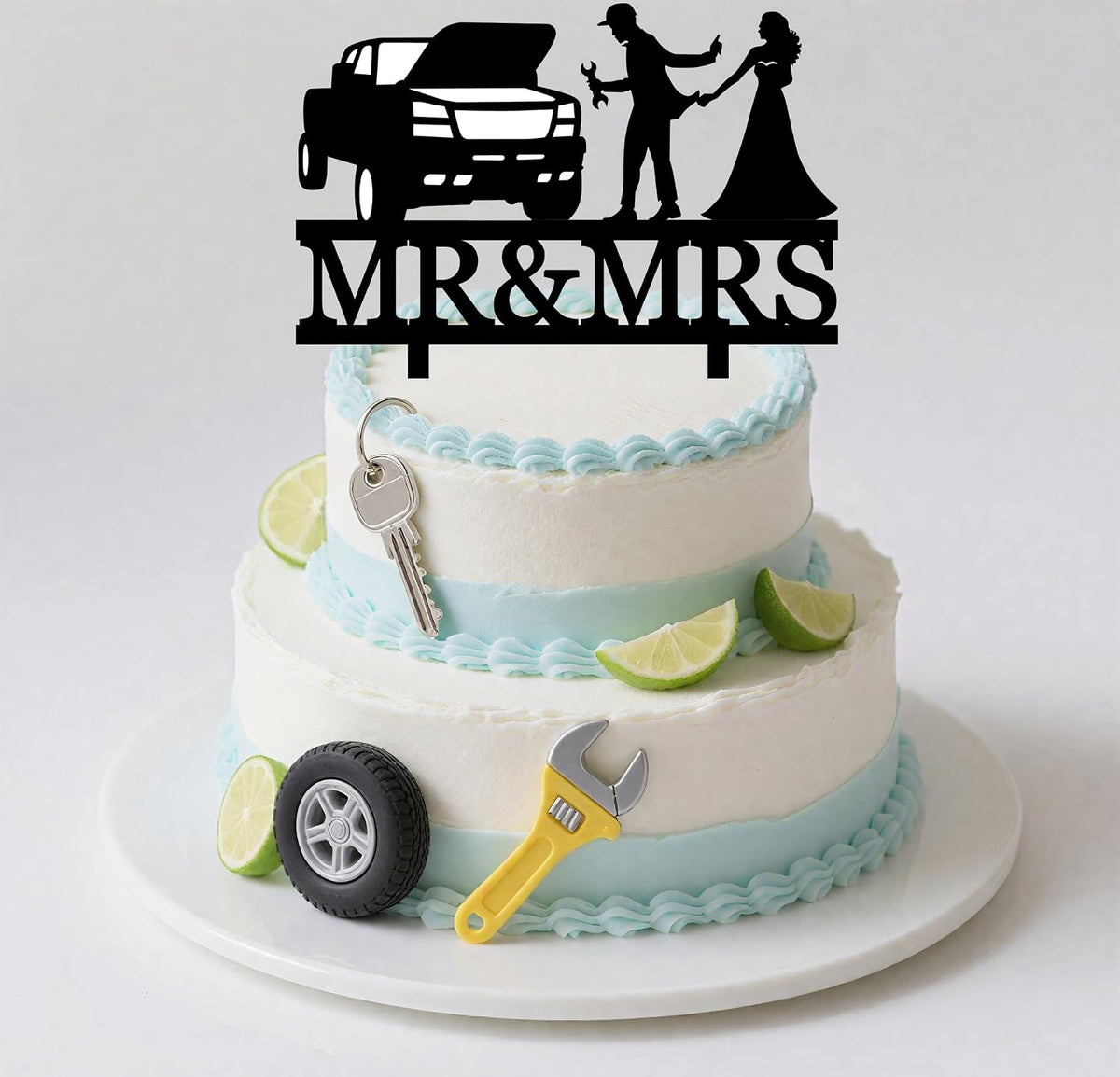 Funny Car Repairman Wedding Cake Topper - Car Couple with The Repairman Couple Cake Topper, Mr&Mrs Wedding Cake Decor (Repairman)