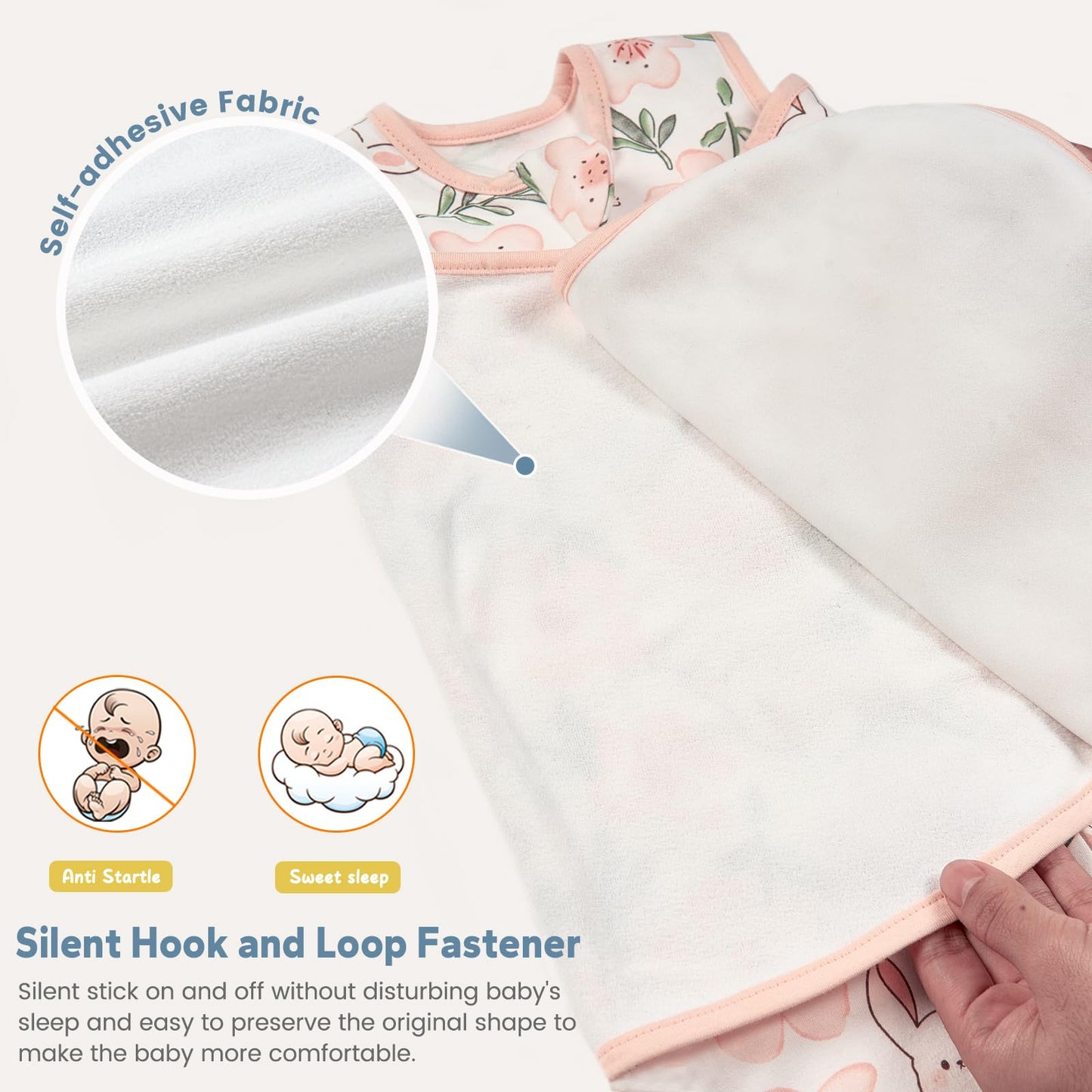 ZIGJOY Baby Swaddle Sleep Sack, 1.0 TOG Sleep Sack Swaddles for Newborns & infant 0-6 Months 100% Cotton Baby Wearable Blanket for Newborn Registry Essentials Green&Rabbit Flower