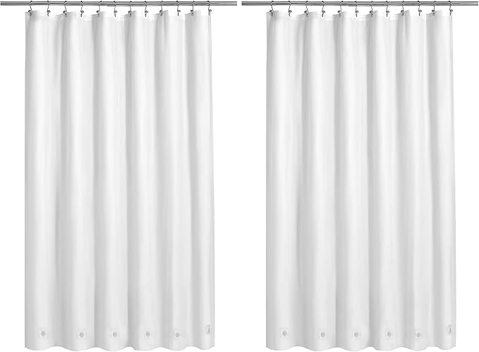 Barossa Design White Shower Curtain Liner with 6 Magnets - Waterproof PEVA Shower Liner for Bath Tub, 72" x 72" Standard Size, PVC Free & Metal Grommets - White, 72x72 (Pack of 2)