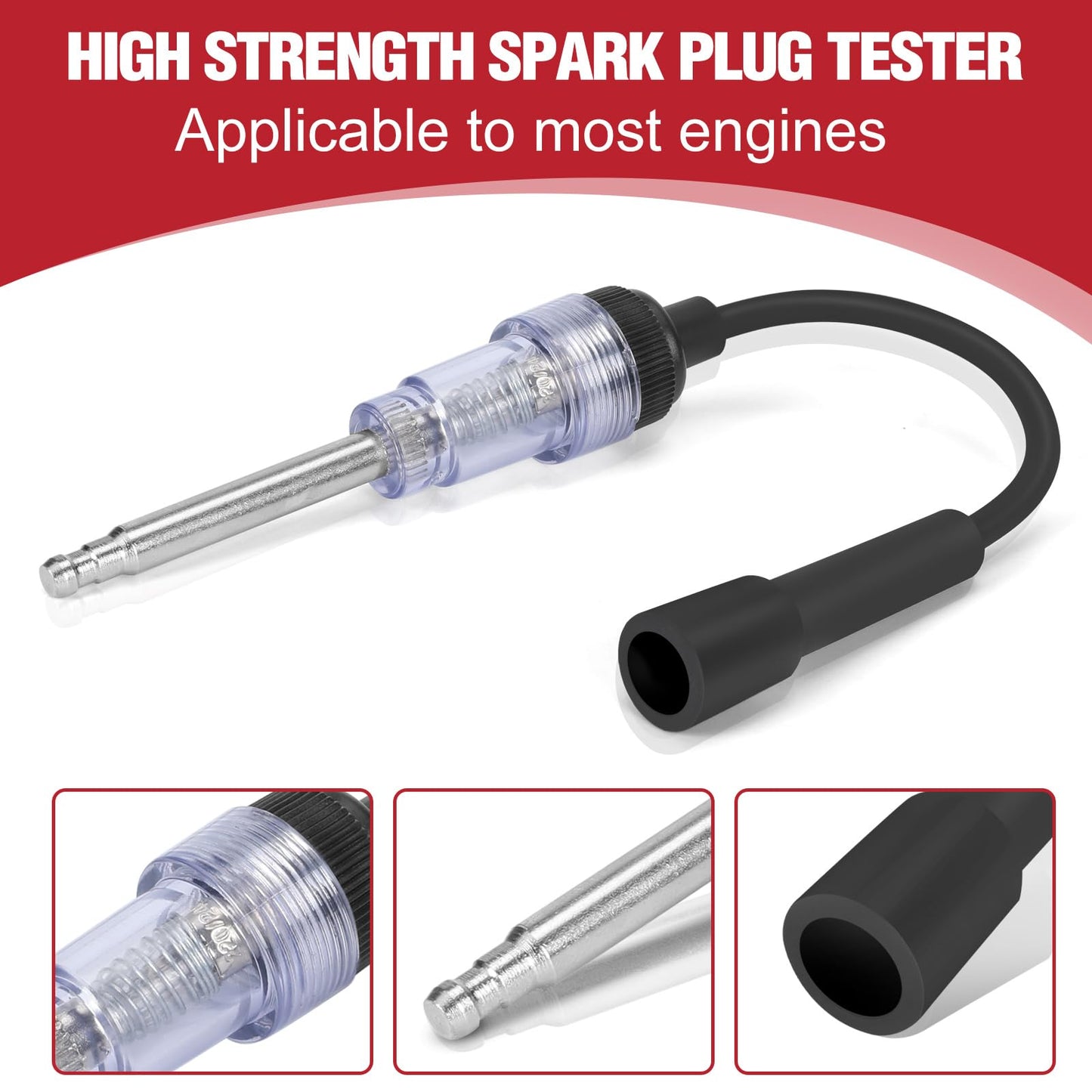 BETOOLL 9pcs Compression Tester with Spark Plug Tester - 300PSI Car and Motorcycle Engine Cylinder Compression Gauge Automotive Tool