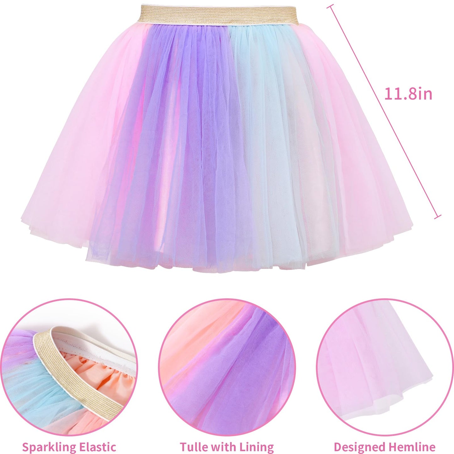 Tacobear 8pcs Unicorn Costume for Girl with Fluffy Glove, Leg Warmer, Feather Wings, Tutu Skirt, Headband, Wand, Halloween Christmas Birthday Gift Toy Dress Up Clothes Unicorn Dress for Girl 4 5 6 7 8