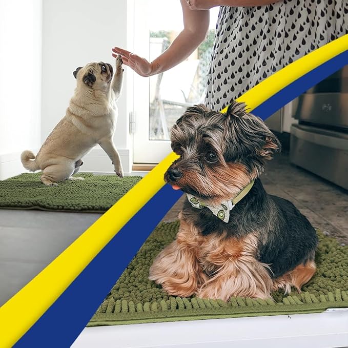 Muddy Mat® | Super Absorbent Door Mat Indoor, Microfiber Quick Dry Chenille Entryway Rug, Non-Slip Front Door Mat, Indoor Mats for Entryway, Machine Washable Pet Rug, Army Green 16"x24"