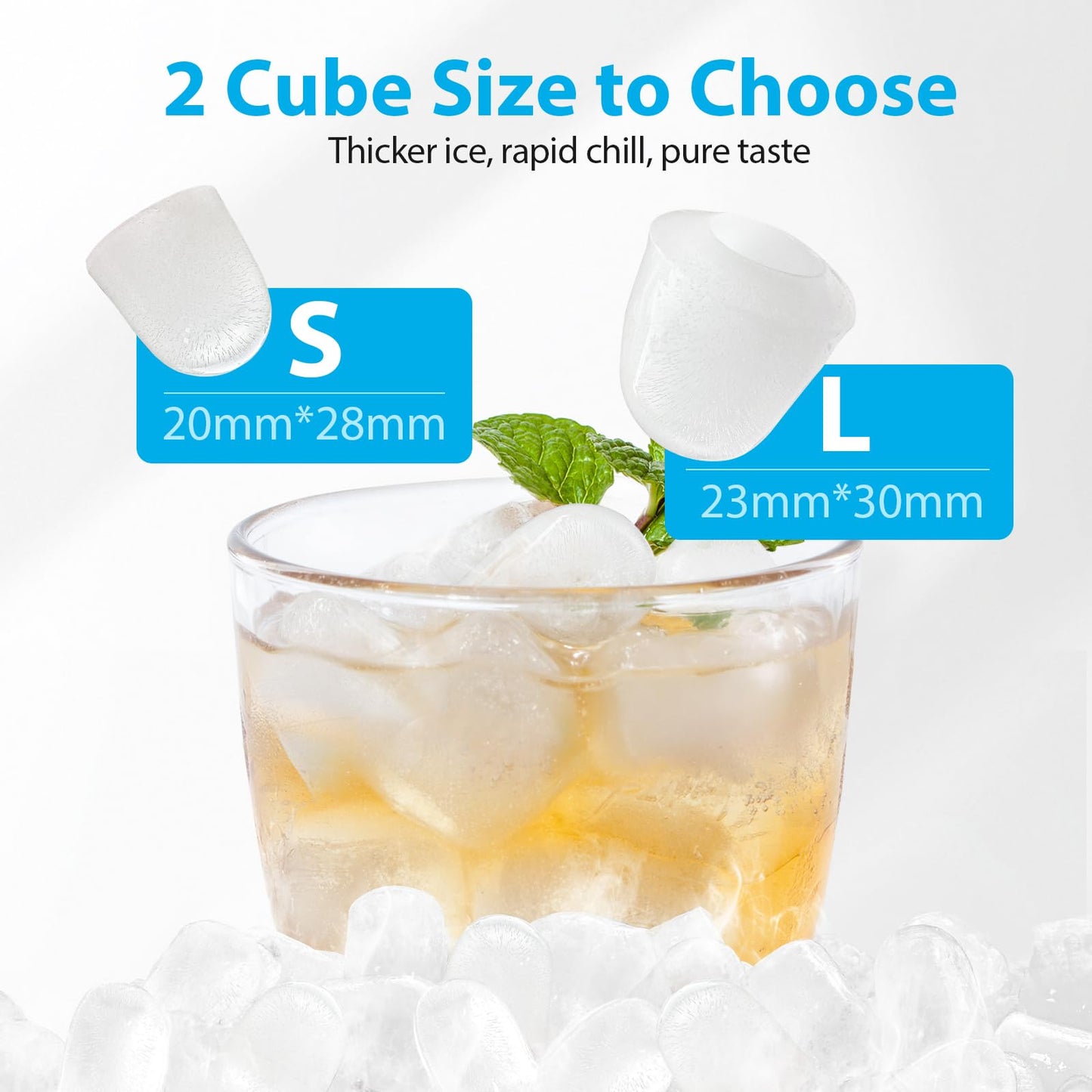 Ice Makers Bullet Ice Ice Makers Countertop 8 Cubes 2 Sizes of Bullet Ice, Portable Machine with Self-Cleaning
