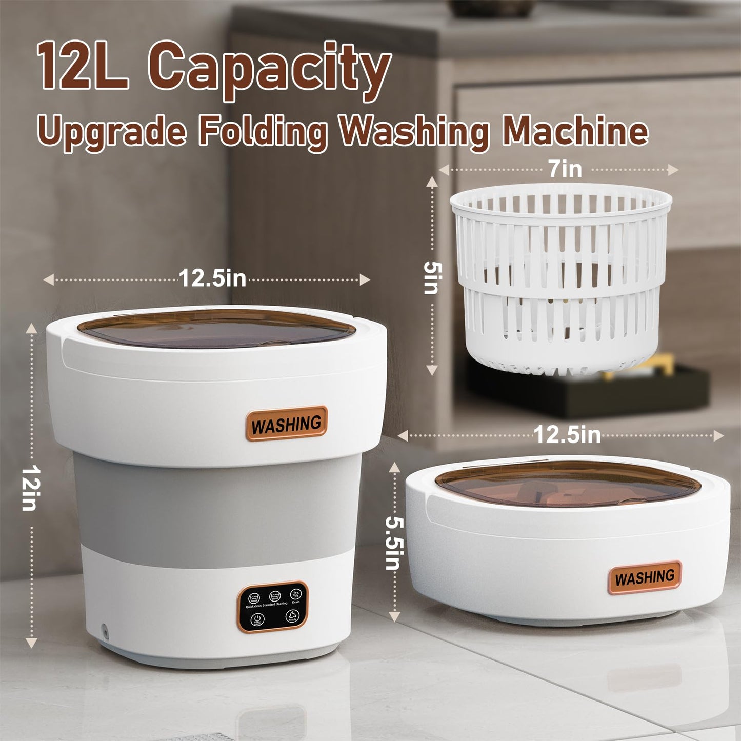 Underwear Washer, Portable Mini Washing Machine Rechargeable Cordless Deep Cleans Small Laundry for Bra, Underwear, Socks, Travel, Apartment, Dorm, RV, Hotel Use 1.4L(White)