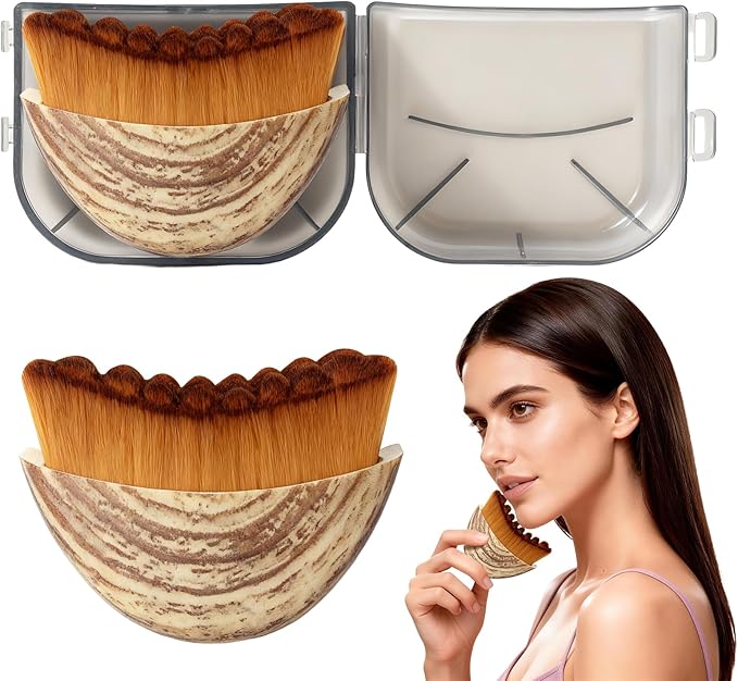 Trazzo Lymphatic Contour Face Brush, Dry Facial Brush for Lymphatic Drainage Ã¢ÂÂ Soft Bristles for Face Sculpting, Puffiness Reduction & Natural Glow