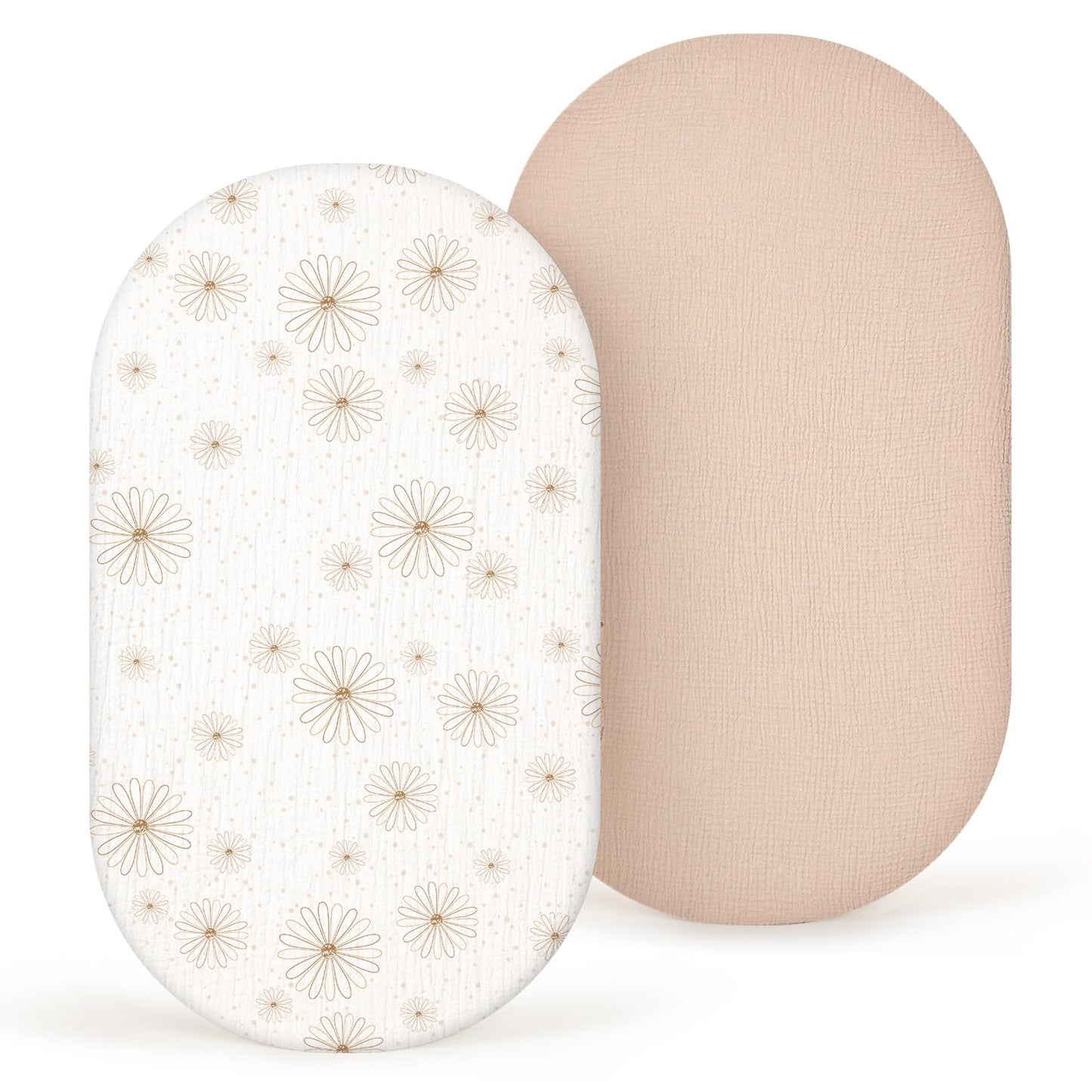 lulumoon Muslin Bassinet Sheets Baby: Cotton Bassinet Sheets Fitted for Boys and Girls - Bassinet Mattress Sheets for Oval Rectangle or Hourglass