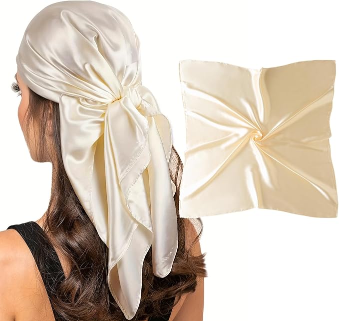vimate 35" Square Silk Like Head Scarf - Women's Fashion Satin Scarf Bandana for Hair Wrapping at Night.