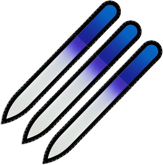 Mont Bleu Rainbow Glass Nail File in Black Pouch - Czech Tempered Glass - Handmade in Bohemia-Czech Republic - Fingernail File for Natural Nails