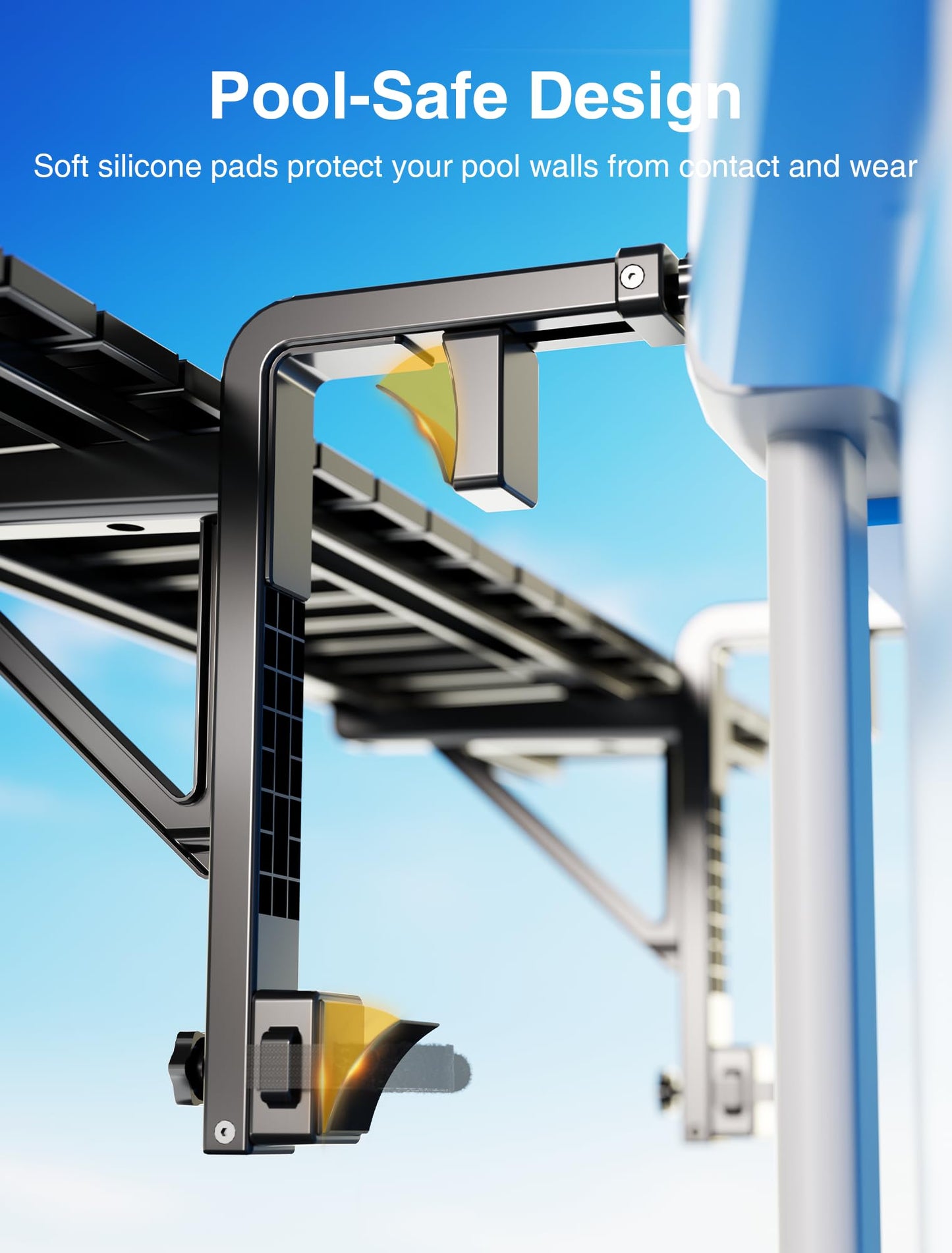 Kompoll Pool Bar Heavy Duty & Stable Poolside Bar for Above Ground Pool, Fits Top Rails up to 4.48" or Less, Holds 110 lbs, 49" x9.6" Swim Up Bar for Frame Round & Oval Above Ground Pools Accessories