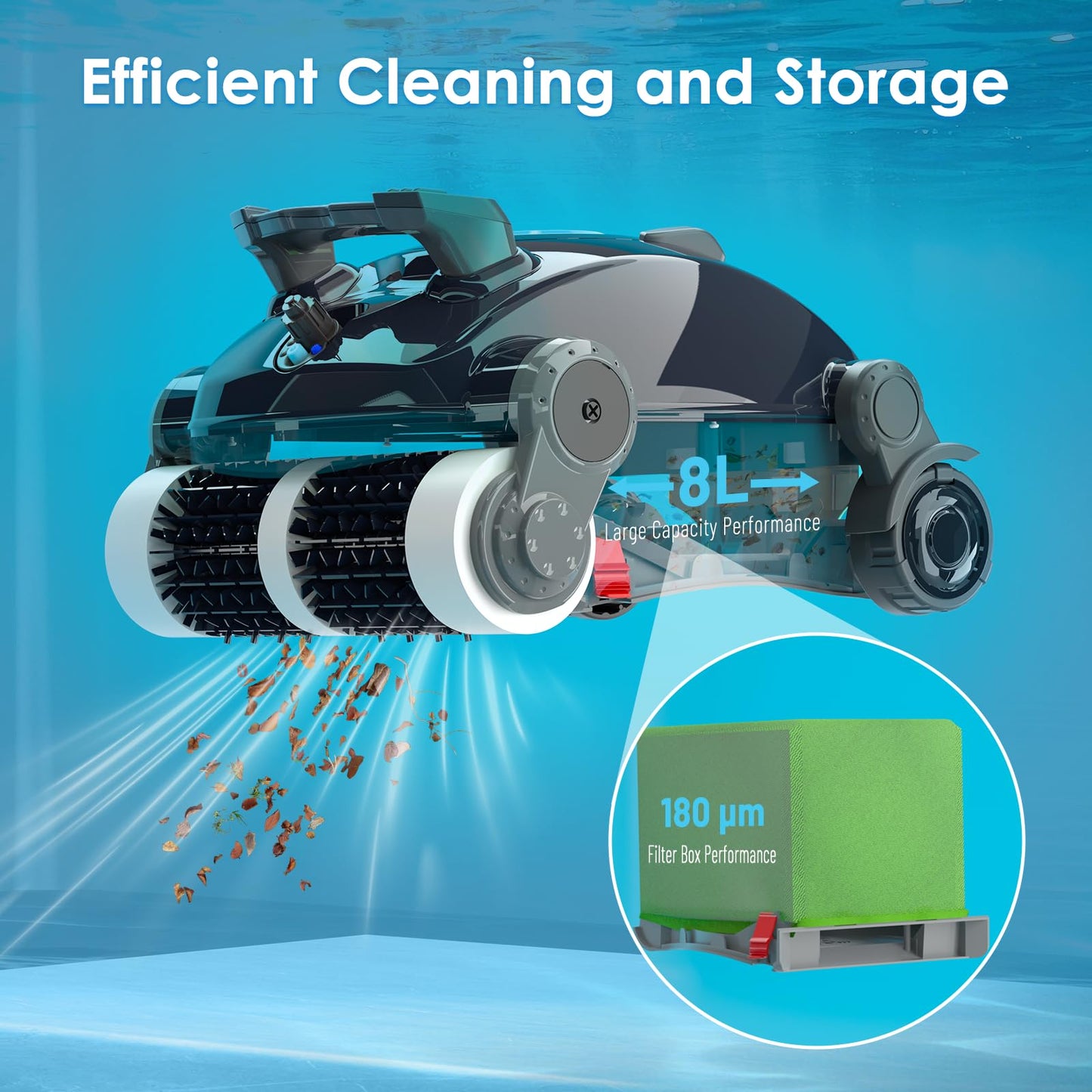 Cordless Robotic Pool Cleaner, Wall Climbing, Lightweight, Extended Battery Life, 8L Large Capacity, Advanced Dual-Motor, X1 Auto Pool Vacuum for Inground & Above Ground Pools Up to 1100 Sq.Ft, Blue