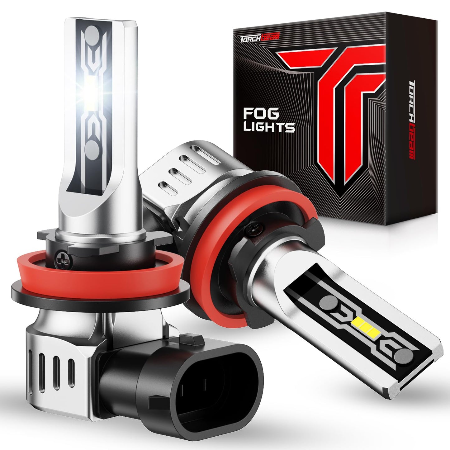 Torchbeam H11/H16/H8 LED Fog Light Bulb, 12000 Lumen Upgrade,600% Brightness H11 LED Fog Lights, 1:1 Replacement For Cars,Trucks,and SUVs,3-Minute Quick Installation,Pack of 2