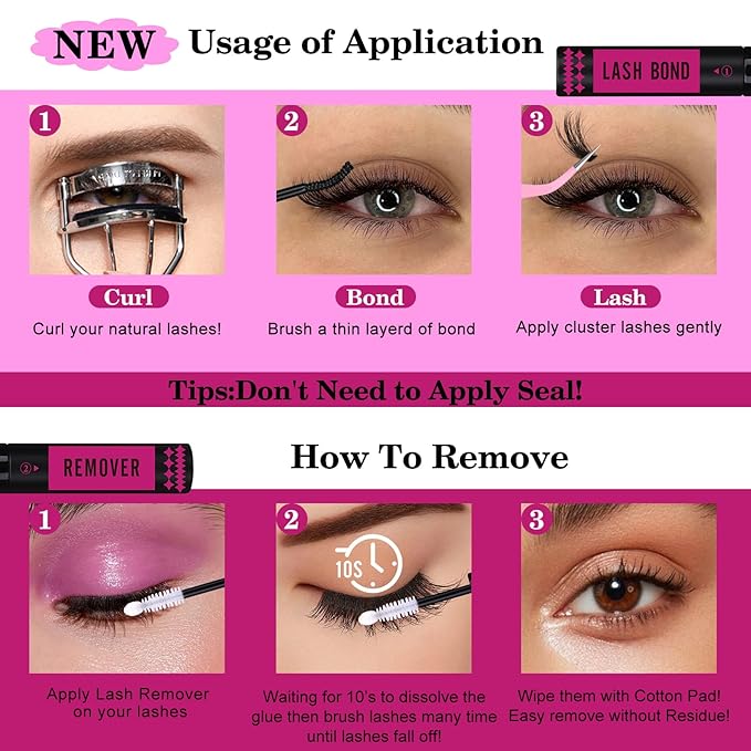 Yawamica Fluffier Lash Clusters Kit 150D+200D Thick Volume Lash Extension 14-20mm Wispy Eyelash Clusters Individual Lashes Kit with Bond, Remover, Applicator for DIY Lash Extension