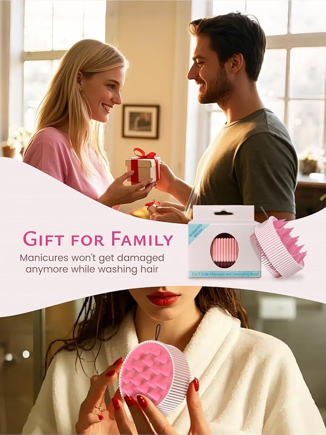 Rena Chris Scalp Massager Hair Growth: Scalp Scrubber Brush Tool with Double-Sided Soft Silicone Bristles, Head Skin Care Massage Treatment Exfoliator Dandruff Removal for Dry/Wet Straight/Curly Hair