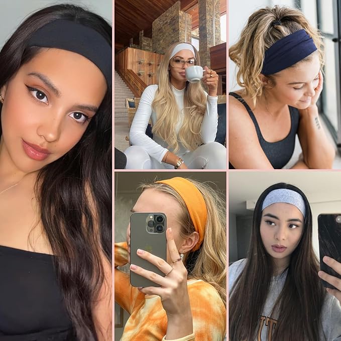 6 Pcs Headbands for Women Hair Cotton Headband for Tie Dye Party Supplies, Non-slip Stretchy Elastic Head Wrap Holder Hair Accessories Multi Color