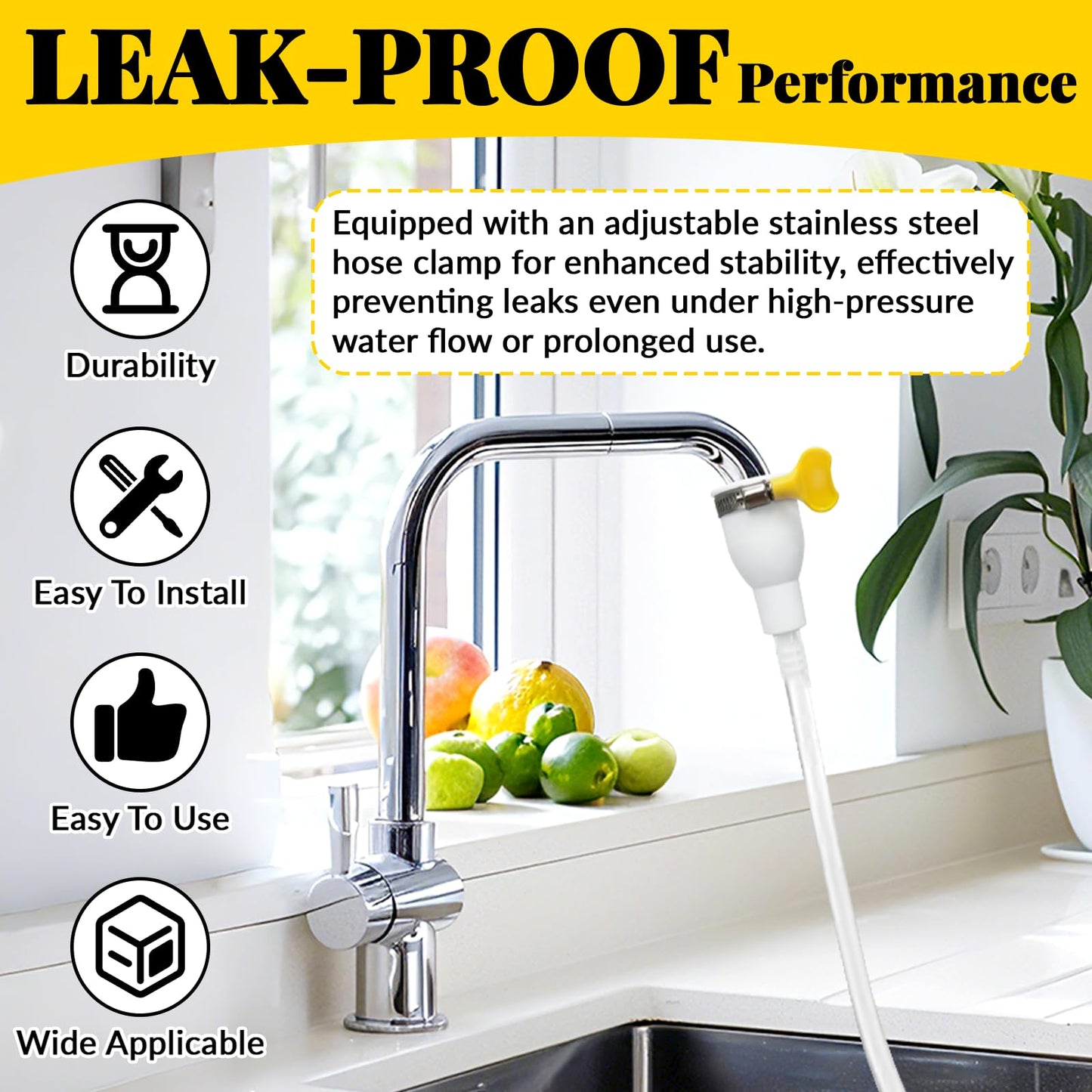 6 FT Faucet Hose Adapter for Sink, Transparent PVC Extra Long Hose and Faucet Connector with Hose Clamp for Bucket, Garden, Sink, Pet Bathing