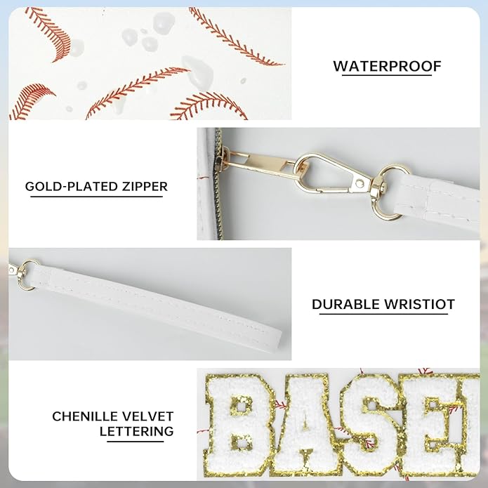 Baseball Gift Bags Baseballs Treat Bags Team Gifts Clear Chenille Letter Zipper Pouch Accessories Stuff Sport Portable