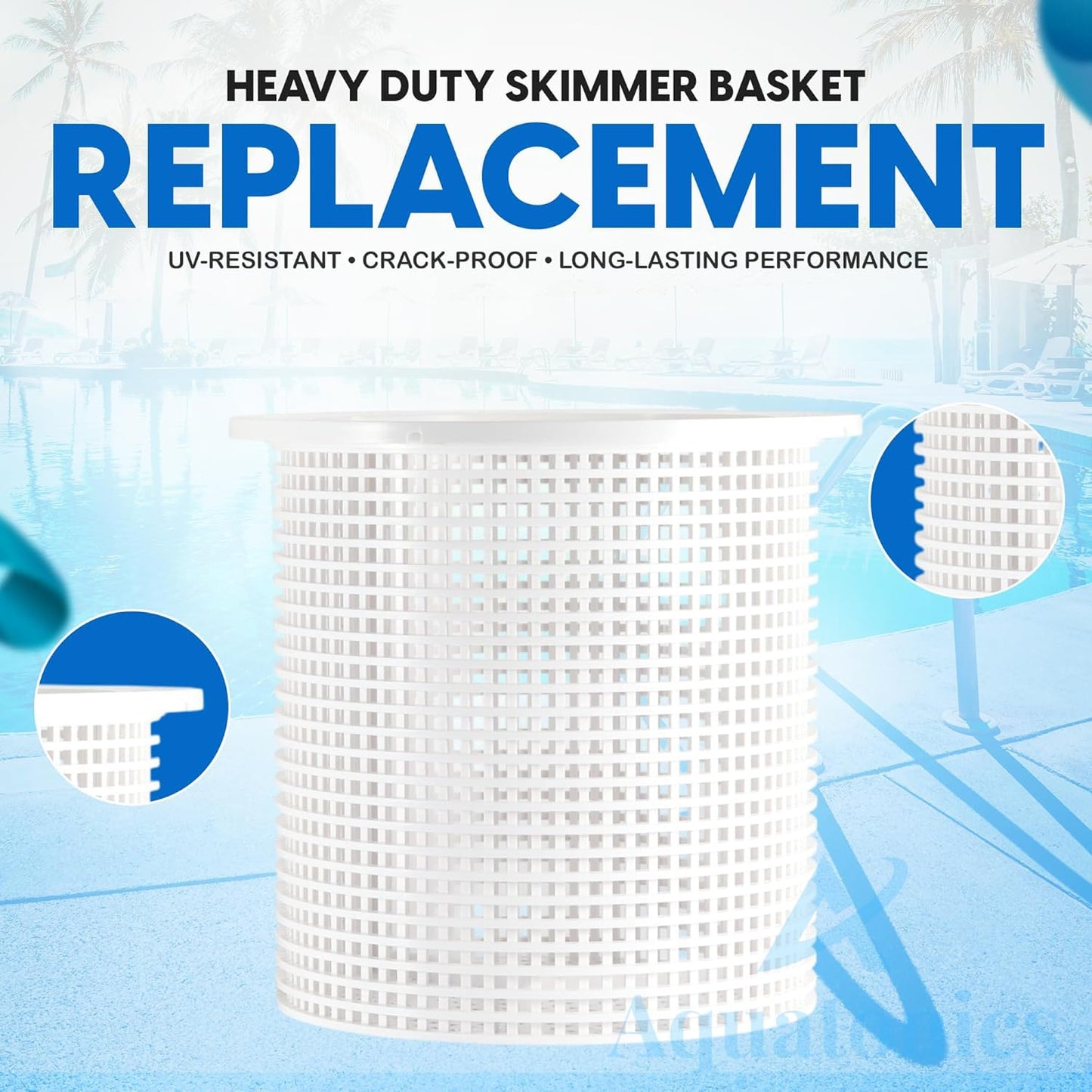 Replacement R38013A and R38013B Admiral Skimmer Basket and Weir Compatible with Pentair Floating Weir, Aladdin B-37, 850001-S-10 | Heavy Duty Plastic Skimmer Basket Fits for Clean Swimming Pool Water