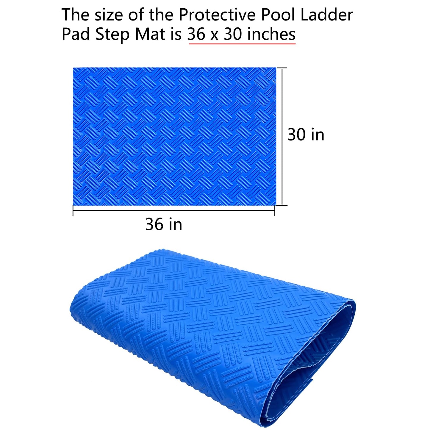 SKARUMMER Swimming Pool Ladder Mat - Protective Pool Ladder Pad Step Mat with Non-Slip Texture, Blue Medium Pool Step Mat, Pool Liner Protection Mat (30 X 36 inch)