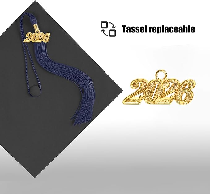 Graduation Cap with 2026 Tassel Year Charm Black Graduation Cap for High School & Bachelor