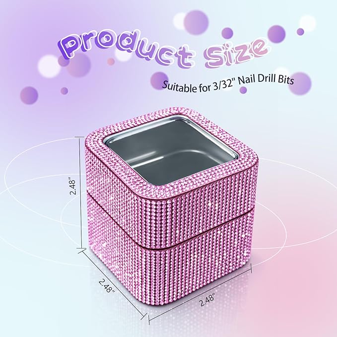 Nail Drill Bit Holder, Dustproof Rhinestones Drill Bit Organizer Case 30 Holes Efile Nail Tech Bits Storage Container Box Manicure Tools E file Accessories Collector for Salon, Travel, Home(Only Box)