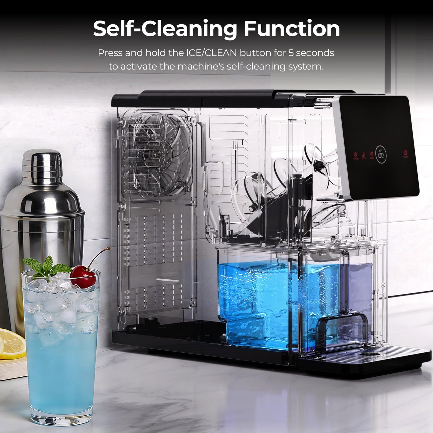 Antarctic Star Countertop Nugget Ice Maker, Self-Cleaning Portable Ice Machine, 33 lb/24H, 1.8L Water Tank, 1.5 lb Ice Storage, Touch Screen & Auto Ice Drop, for Home/Office/Kitchen