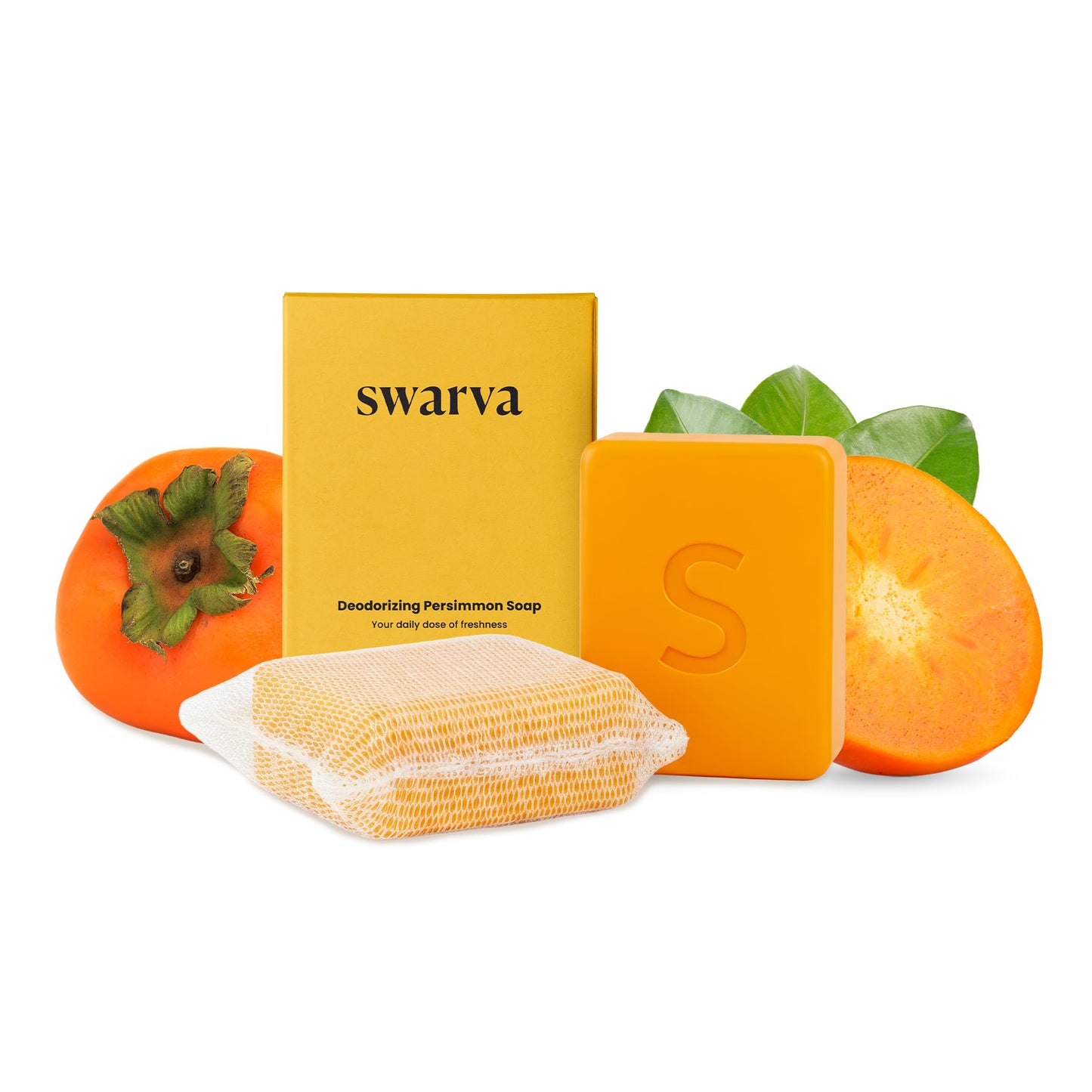 Swarva Japanese Persimmon Cleanser Bar 2 Pk Bundle for Body Odor, Persimmon Solution for Old People Smell - Natural Antibacterial Body Bars, Organic Formula, Japanese Skin Care, Antibacterial Hygiene