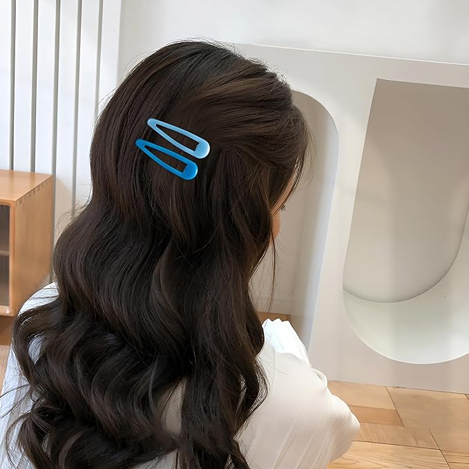 20 PCS Metal Snap Hair Clips Water Drop No Slip Barrettes for Women Bright Small Hair Clips For Thick And Thin Fine Hair,Multiple Blue,1.97 x 0.5 In.