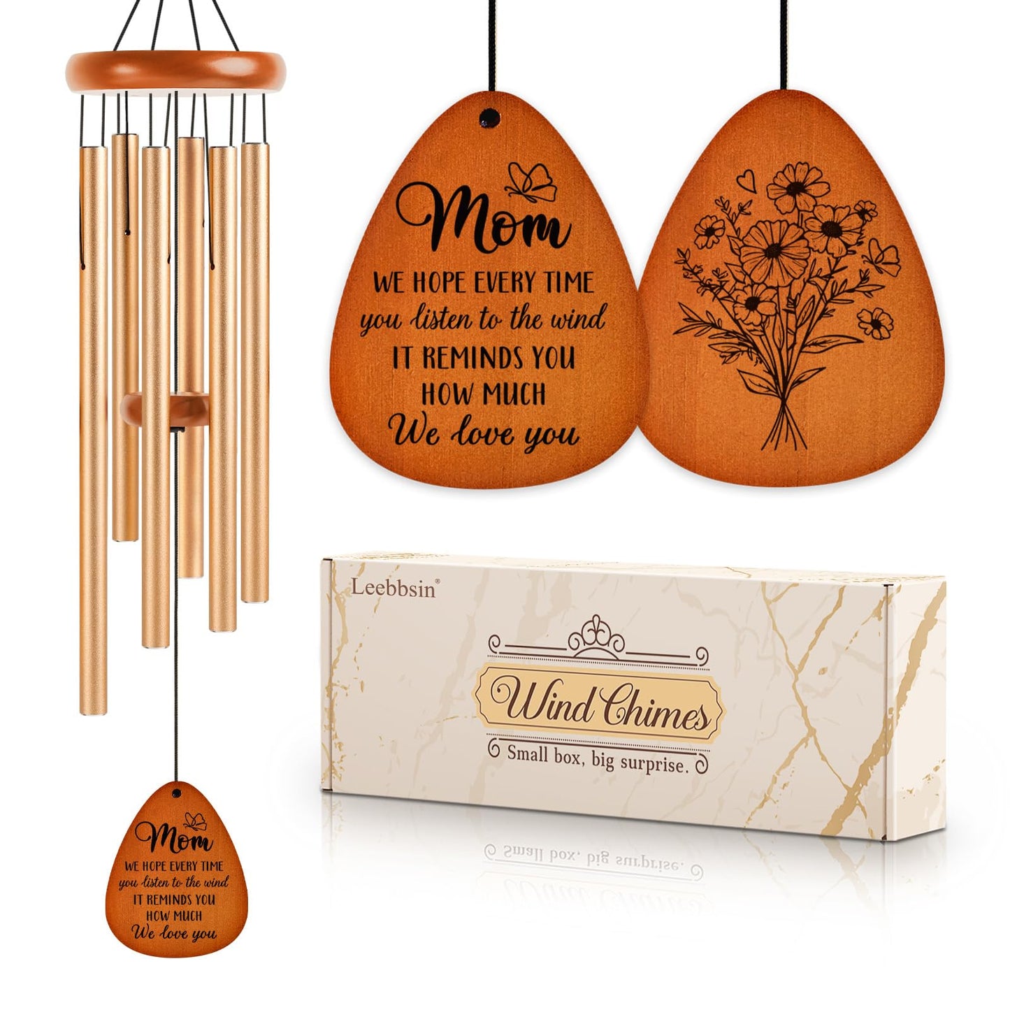 Leebbsin Gifts for Mom, Moms Wind Chimes, Mother's Day Best Gift for Mom, Mother Birthday Gift from Daughter Son, Love Reminder Gifts for Mother's Day Christmas-Large 36''